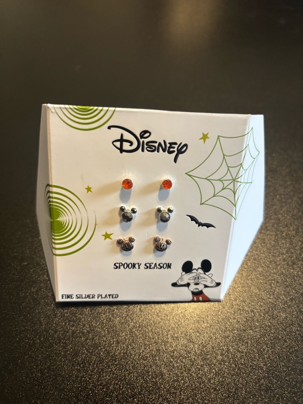 Disney Mickey Spooky Season Stud Earring Set - Orange & Silver